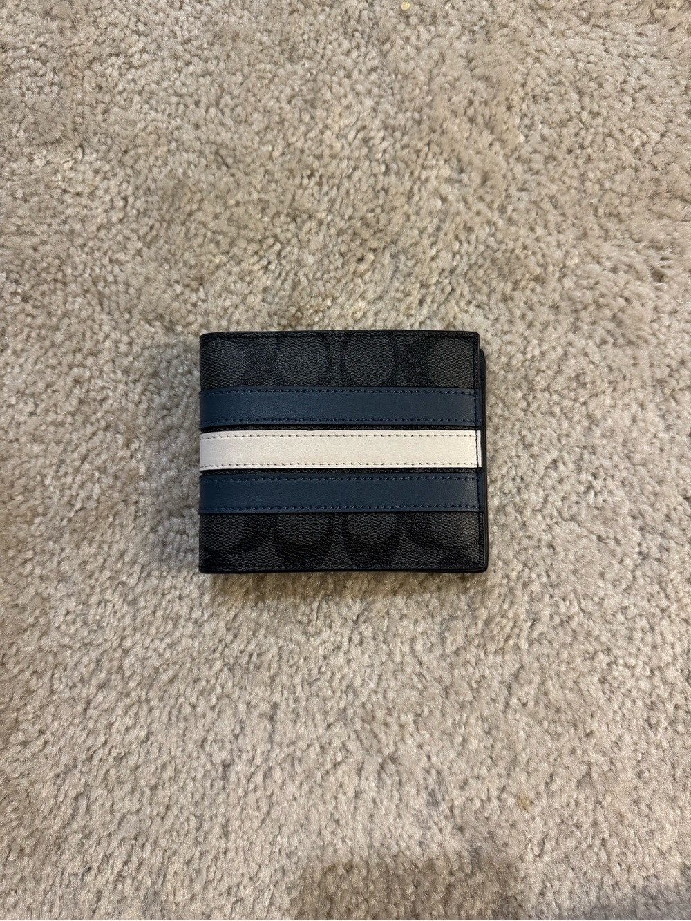 Coach 3-in-1 Wallet In Signature Canvas With Varsity Stripe Charcoal/Denim/Chalk